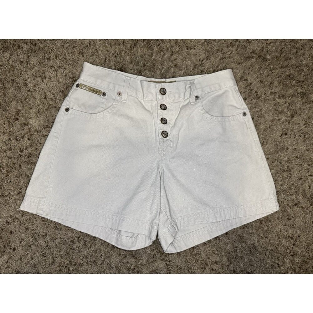 L.E.I. Vintage Cream White Shorts High Rise Exposed Fly Button Y2k 90s Sz 26”